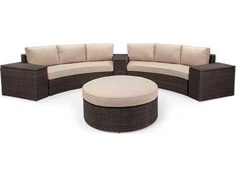Outdoor Sectional Sets Comfortable Stylish Furniture Patioliving Winston Quick Ship Capri Woven Cushion 6 Piece Sectional Crescent Sofa Set