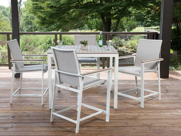Winston Quick Ship Echo Sling Aluminum Resin Wood 5 Dining Set Winston Quick Ship Echo Sling Aluminum Resin Wood 5 Dining Set Echoset