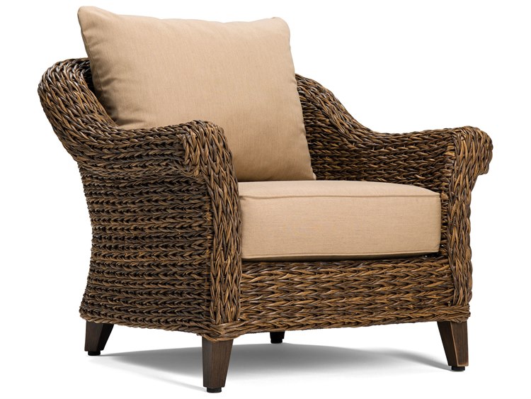 Winston Quick Ship Cayman Wicker Heritage Brown Aluminum Lounge Chair