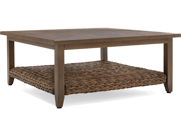 Winston Quick Ship Cayman Wicker Heritage Brown Aluminum 42'' Square Chat Table