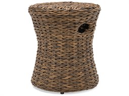 Winston Quick Ship Cayman Wicker Aluminum Heritage Brown 15'' Round Drum Stool / Side Table