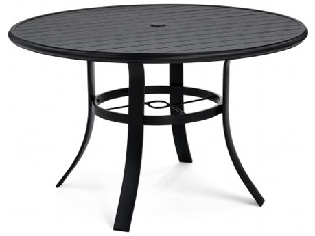 Winston Quick Ship Table Aluminum 48'' Round Dining Table with Umbrella Hole