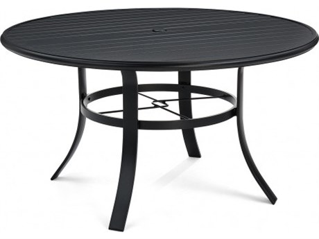 Winston Quick Ship Table Aluminum 54'' Round Dining Table with Umbrella Hole