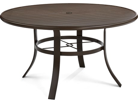 Winston Quick Ship Table Aluminum Round Dining Table with Umbrella Hole