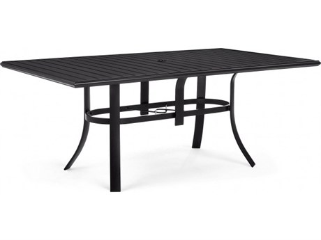 Winston Quick Ship Table Aluminum 73''W x 42''D Rectangular Dining Table with Umbrella Hole with Umbrella Hole