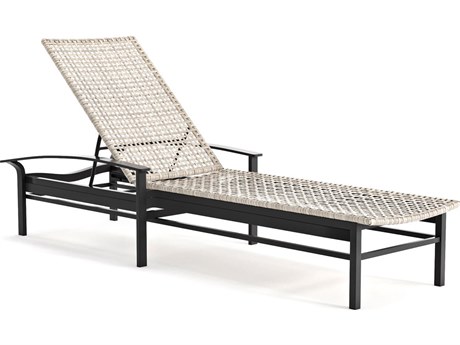 Winston Quick Ship Jasper Woven Textured Pewter Aluminum Chaise Lounge with Arms - Sold in Twos
