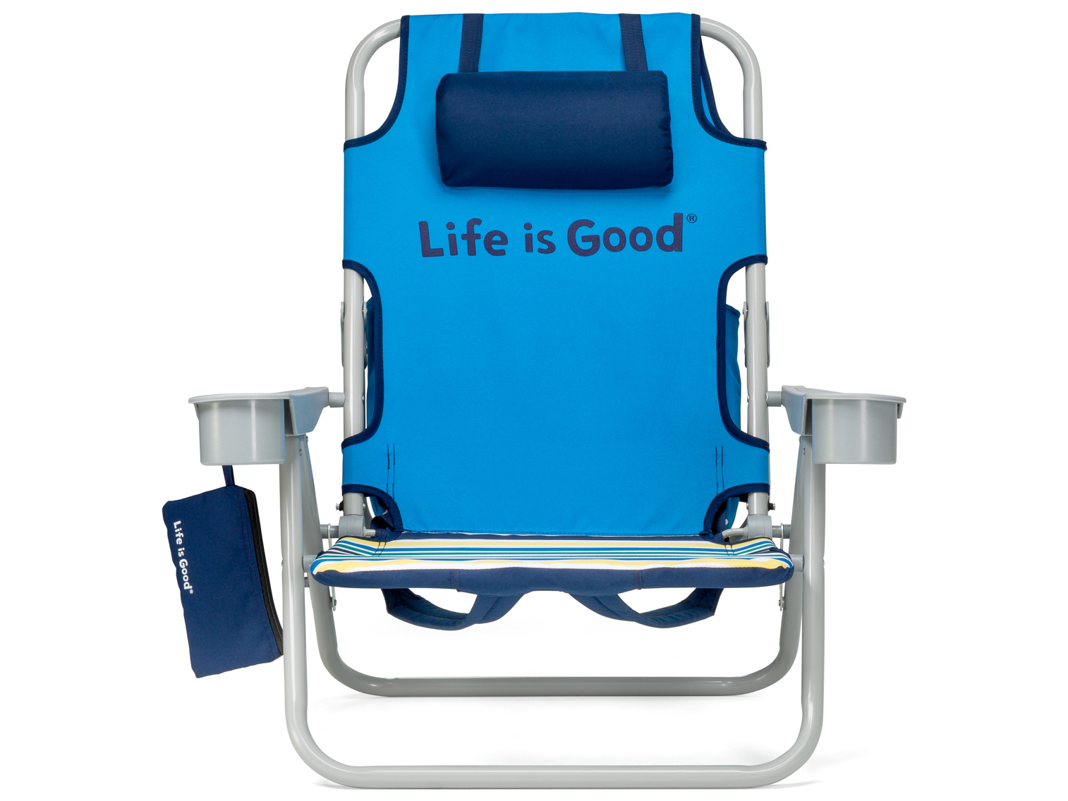 Life is Good Aluminum Grey Beach Chair in Jake Blue | WSLIGBCB1PK