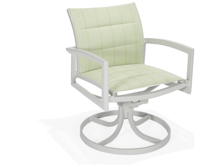 Winston Whitlock Padded Sling Aluminum Swivel Rocker Dining Chair