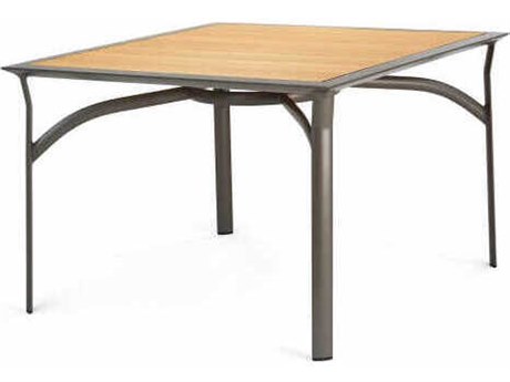Winston Harper Aluminum Stackable Square Dining Table with Umbrella Hole