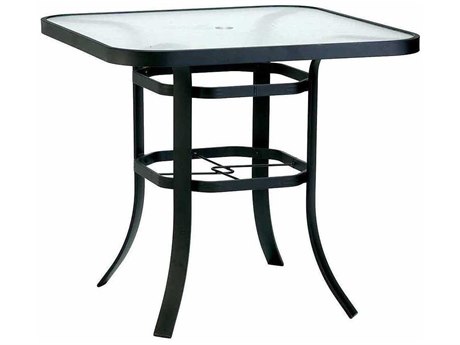 Winston Obscure Glass Aluminum 42 Square Bar Table With Umbrella