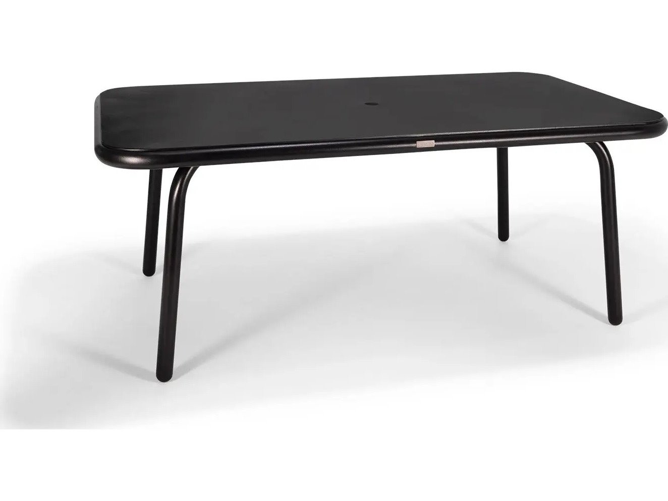 Winston Holsen Aluminum 73" x 42" Rectangular Rigid Dining Table with Umbrella Hole