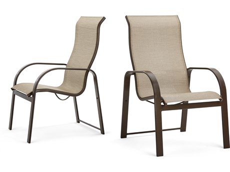 Winston Quick Ship Seagrove II Sling Aluminum Ultimate High Back Dining Arm Chair - Sold in 2 Packs