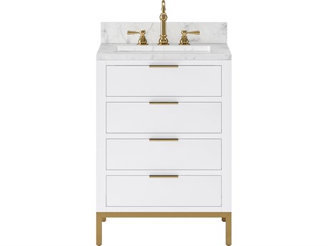 Water Creation Bristol Single Sink Carrara White Marble Countertop Bath Vanity in Pure White