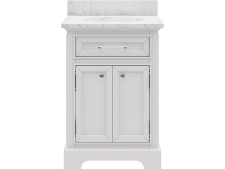 Water Creation Derby Single Sink Carrara White Marble Countertop Bath Vanity In Pure White