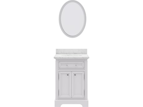 Water Creation Derby Single Sink Carrara White Marble Countertop Bath Vanity In Pure White with Oval Mirror (S)