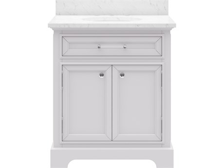 Water Creation Derby Single Sink Carrara White Marble Countertop Bath Vanity In Pure White