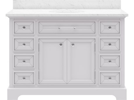 Water Creation Derby Single Sink Carrara White Marble Countertop Bath Vanity In Pure White