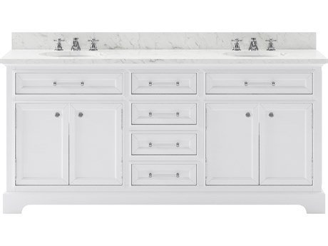 Water Creation Derby Pure White Double Sink Bathroom Vanity With Faucet