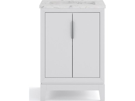 Water Creation Elizabeth Single Sink Carrara White Marble Countertop Bath Vanity In Pure White with Brushed Silver Hardware