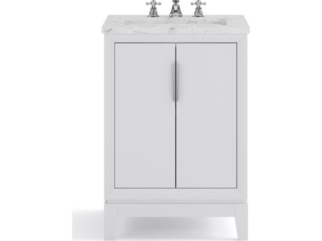 Water Creation Elizabeth Single Sink Carrara White Marble Countertop Bath Vanity In Pure White With Brushed Silver Hardware and Chrome Classic Faucet