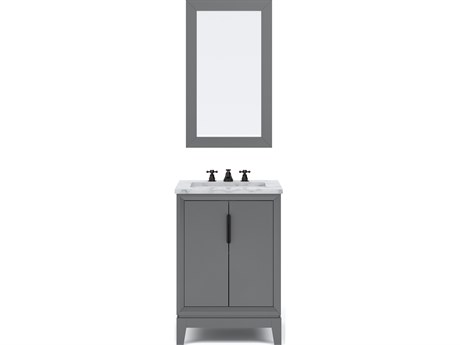 Water Creation Elizabeth Single Sink Carrara White Marble Vanity In Cashmere Grey With Matching Mirror Faucets
