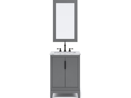 Water Creation Elizabeth Single Sink Carrara White Marble Vanity In Cashmere Grey With Matching Mirror and Hook Faucets