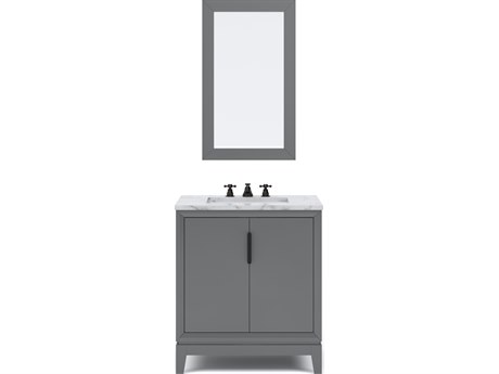Water Creation Elizabeth Single Sink Carrara White Marble Countertop Bath Vanity In Cashmere Grey With Bronze Hardware, Oil Rubbed Bronze Classic Faucet and Rectangular Mirror (S)