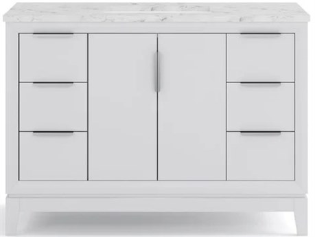Water Creation Elizabeth Single Sink Carrara White Marble Countertop Bath Vanity In Pure White with Brushed Silver Hardware