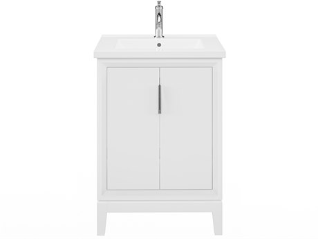 Water Creation Elise Ceramic Sink Top Vanity in Pure White with Single Faucet in Chrome Finish