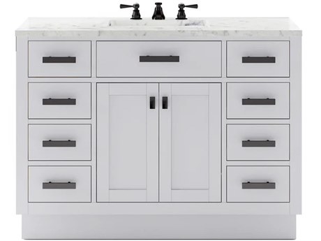 Water Creation Hartford Single Sink Carrara White Marble Countertop Bath Vanity in Pure White