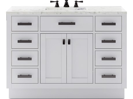 Water Creation Hartford Single Sink Carrara White Marble Countertop Bath Vanity in Pure White