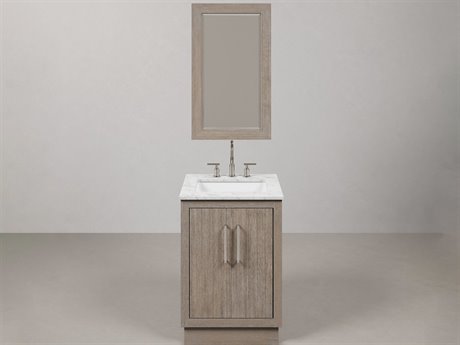 Water Creation Hugo Vanity in Grey Oak with Chrome Hardware and Rectangular Mirror (S)