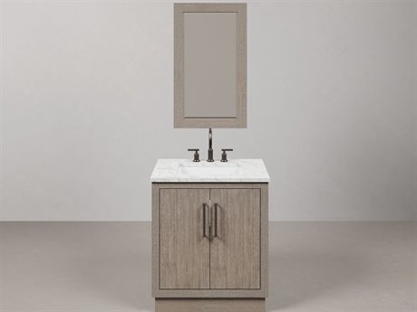 Water Creation Hugo Vanity in Grey Oak with Hook Faucet and Mirror