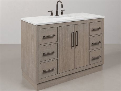 Water Creation Hugo Vanity in Grey Oak with Gooseneck Faucet
