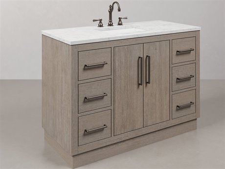 Water Creation Hugo Vanity in Grey Oak with Hook Faucet