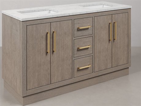Water Creation Hugo Vanity in Grey Oak with Satin Gold Hardware