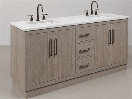 Water Creation Hugo Vanity Single Sink Carrara White Marble Countertop Vanity in Grey Oak with Gooseneck Faucet