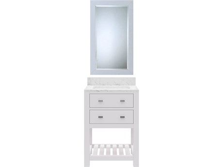 Water Creation Madalyn Single Sink Carrara White Marble Countertop Bath Vanity in Pure White with Rectangular Mirror (S)