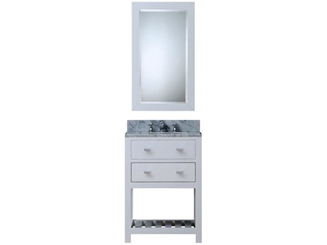 Water Creation Madalyn Single Sink Carrara White Marble Countertop Bath Vanity in Pure White with Chrome Classic Faucet and Rectangular Mirror (S)