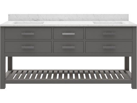 Water Creation Madalyn Double Sink Carrara White Marble Countertop Bath Vanity in Cashmere Grey