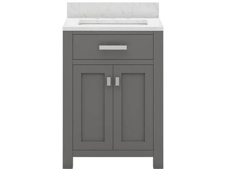Water Creation Madison Single Sink Carrara White Marble Countertop Bath Vanity in Cashmere Grey
