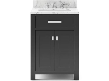 Water Creation Madison Single Sink Carrara White Marble Countertop Bath Vanity in Espresso with Chrome Hardware and Classic Faucet