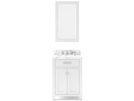 Water Creation Madison Single Sink Bathroom Vanity With Matching Framed Mirror in Pure White