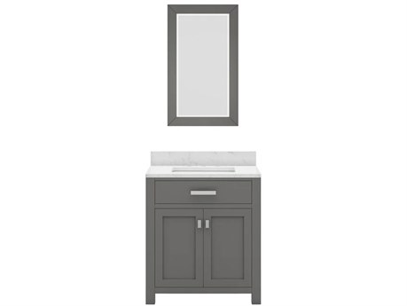 Water Creation Madison Single Sink Carrara White Marble Countertop Bath Vanity in Cashmere Grey with Rectangular Mirror (S)