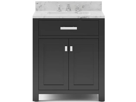 Water Creation Madison Single Sink Carrara White Marble Countertop Bath Vanity in Espresso with Chrome Hardware and Classic Faucet