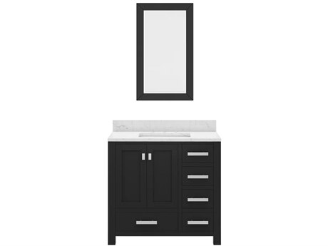 Water Creation Madison Single Sink Carrara White Marble Countertop Bath Vanity in Espresso with Chrome Hardware and Rectangular Mirror (S)