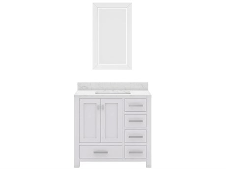 Water Creation Madison Single Sink Carrara White Marble Countertop Bath Vanity in Pure White with Chrome Hardware and Rectangular Mirror (S)