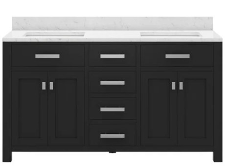 Water Creation Madison Double Sink Carrara White Marble Countertop Bath Vanity in Espresso