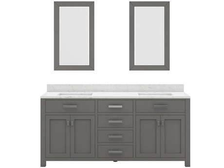 Water Creation Madison Double Sink Carrara White Marble Countertop Bath Vanity in Cashmere Grey with Rectangular Mirrors (S)