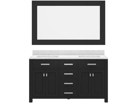 Water Creation Madison Double Sink Carrara White Marble Countertop Bath Vanity in Espresso with Rectangular Mirror (L)